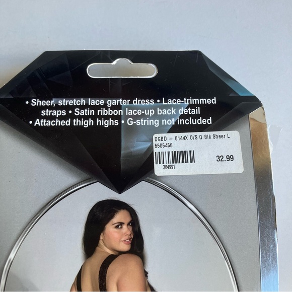 Dreamgirl Rose Lace Gartered Bodystocking One Size Queen Sheer Lace Up Lingerie - Picture 5 of 11